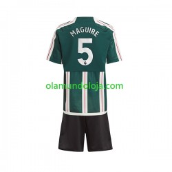 Camisola Manchester United Harry Maguire 5 Criança Equipamento Segundo 2023-2024 Manga Curta